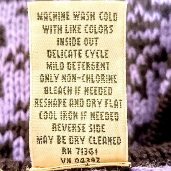 Vintage L.L. Bean Purple Cotton Nordic Snowflake Fair Isle Cardigan - Picture 5 of 5